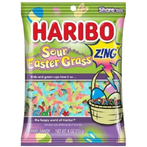 Haribo Sour Easter Grass Gummi Candy 4 oz. Bag - Visit www.allcitycandy.com for great candy and delicious treats!