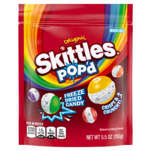 Skittles Original Pop'd Freeze Dried 5.5 oz. Bag - Visit www.allcitycandy.com for great candy and delicious treats!