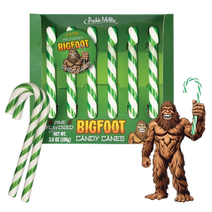 Archie McPhee BigFoot Pine Flavored 6 Count Candy Cane 3.8 oz. Box - Discover www.allcitycandy.com for bulk candy, chocolates, gummies & seasonal sweets. Perfect for parties, gifts & everyday treats—shop your favorites now!