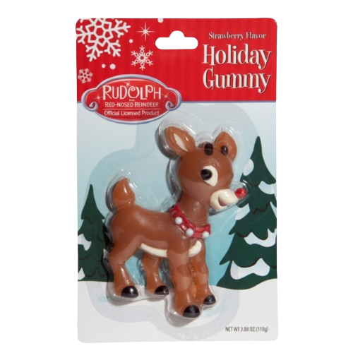 Rudolph the Red Nose Reindeer Gummy Figure 3.88 oz. - Discover www.allcitycandy.com for bulk candy, chocolates, gummies & seasonal sweets. Perfect for parties, gifts & everyday treats—shop your favorites now!