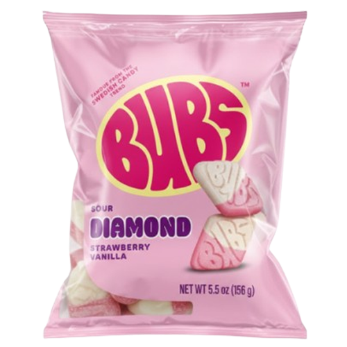 Bubs Sour Diamond Strawberry Vanilla 5.5 oz. Bag - Discover www.allcitycandy.com for bulk candy, chocolates, gummies & seasonal sweets. Perfect for parties, gifts & everyday treats—shop your favorites now!