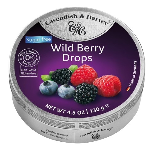 Cavendish & Harvey Sugar Free Wild Berry Drops 4.5 oz. Tin - Discover www.allcitycandy.com for bulk candy, chocolates, gummies & seasonal sweets. Perfect for parties, gifts & everyday treats—shop your favorites now!