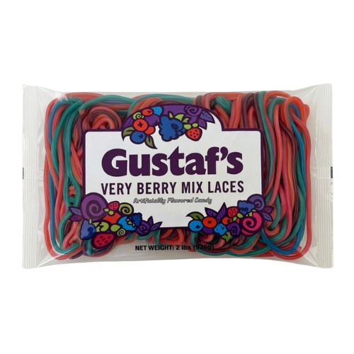 Gustaf's Laces Very Berry 2 lb. Bulk Bag - Discover www.allcitycandy.com for bulk candy, chocolates, gummies & seasonal sweets. Perfect for parties, gifts & everyday treats—shop your favorites now!