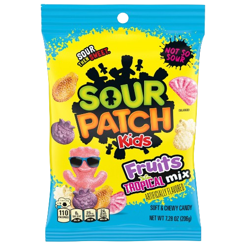 Sour Patch Kids Tropical Fruits Mix 7.28 oz. Bag - Discover www.allcitycandy.com for bulk candy, chocolates, gummies & seasonal sweets. Perfect for parties, gifts & everyday treats—shop your favorites now!