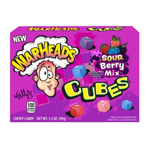 Warhead Sour Berry Mix Cubes 3.5 oz. Box