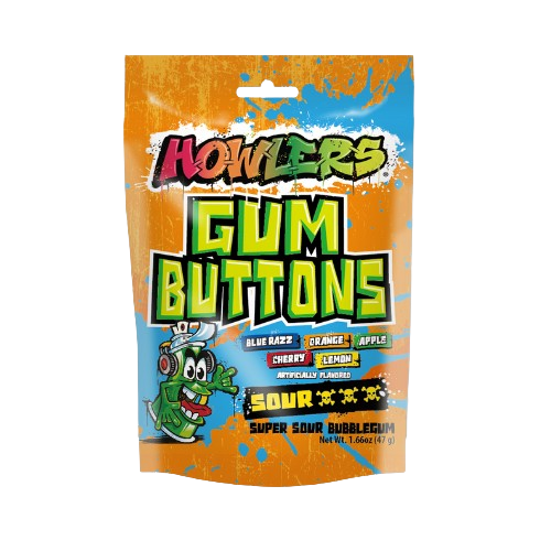 Albert's Howlers Sour Gum Buttons 1.66 oz. Bag - For fresh candy and great service, visit www.allcitycandy.com
