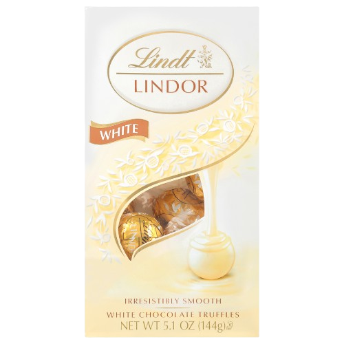 Visit www.allcitycandy.com for great service and delicious treats - Lindt Lindor White Chocolate Truffles 5.1 oz. Bag.