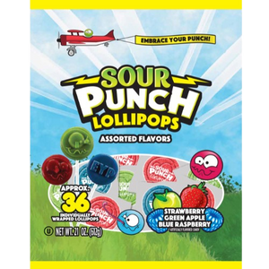 Sour Punch Lollipops Assorted Flavors Bag - For fresh candy and great service, visit www.allcitycandy.com