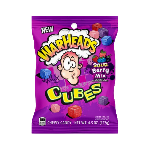 Warheads Sour Berry Mix Cubes 4.5 oz. Bag - Visit www.allcitycandy.com for great candy and delicious treats.