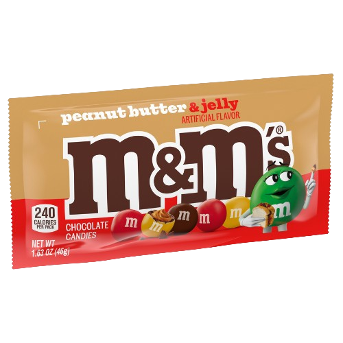 M&M Peanut Butter and Jelly 1.63 oz. Bag - Visit www.allcitycandy.com for great candy and delicious treats!