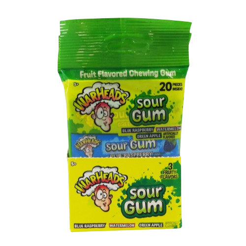 Warheads Sour Gum 4 pack Assorted 1.76 oz. visit www.allcitycandy.com for fresh and delicious sweet candy treats