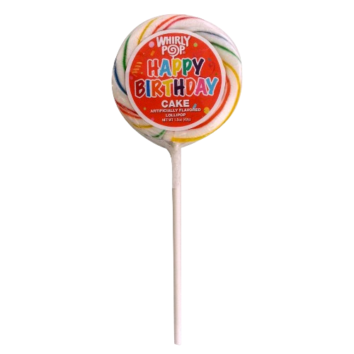 Whirly Pop Happy Birthday Cake Flavored 1.5 oz. - For fresh candy and great service visit www.allcitycandy.com