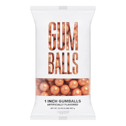 Candy Envy 1" Shimmer Rose Gold Gumballs 2 lb Bag - Visit www.allcitycandy.com for delicious treats and great customer service! 