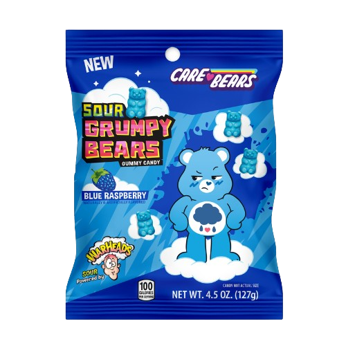 Warheads Care Bears Sour Grumpy Bears 4.5 oz. Bag - Visit www.allcitycandy.com for great candy and delicious treats! 