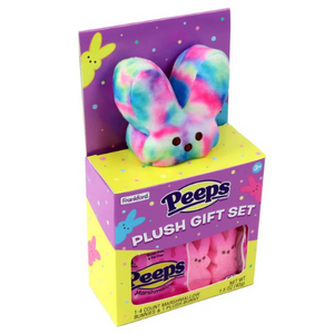 Peeps Plush Tie Dye Bunny House Pink or Blue Candy Gift Set 1.5 oz.