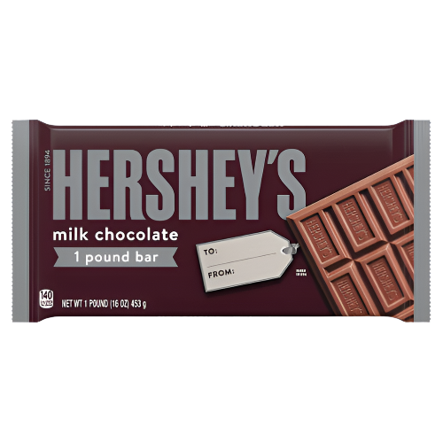 Hershey's Milk Chocolate 1 Pound Gift Bar 16 oz. - Visit www.allcitycandy.com for great candy, service and delicious treats!