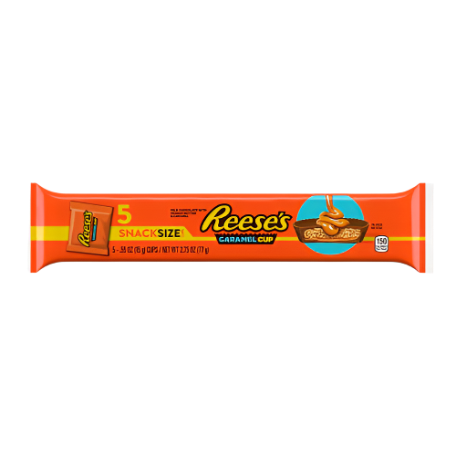 Reese's Caramel Cup Snack Size 5 Count 2.75 oz. Bag - Visit www.allcitycandy.com for great candy, service and delicious treats!