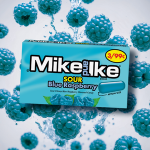 Mike and Ike Sour Blue Raspberry 0.78 oz. Box - Visit www.allcitycandy.com for great candy, service and delicious treats!