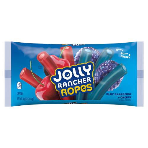 Jolly Rancher Ropes Blue Raspberry and Cherry 10 oz. Bag - Visit www.allcitycandy.com for great candy, service and delicious treats!