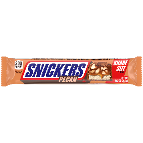 Snickers Pecan Chocolate Candy Bar Share Size 2.82 oz. - Visit www.allcitycandy.com for great candy, service and delicious treats!