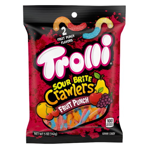 Trolli Sour Brite Crawlers Fruit Punch 5 oz. Bag - Visit www.allcitycandy.com for great candy, service and delicious treats!