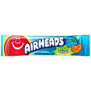 Airheads Sour Blue Blast 0.55 oz. Bar - Visit www.allcitycandy.com for great candy, service and delicious treats!