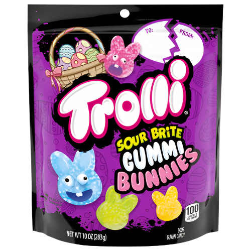 Trolli Sour Brite Gummi Bunnies 10 oz. Bag - Visit www.allcitycandy.com for great candy, service and delicious treats!