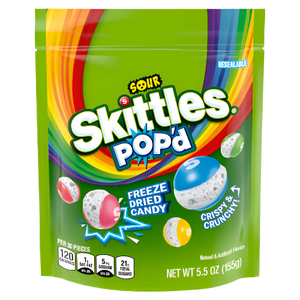 Skittles Pop'd Freeze Dried Sours 5.5 oz. Bag - Visit www.allcitycandy.com for great candy and delicious treats!