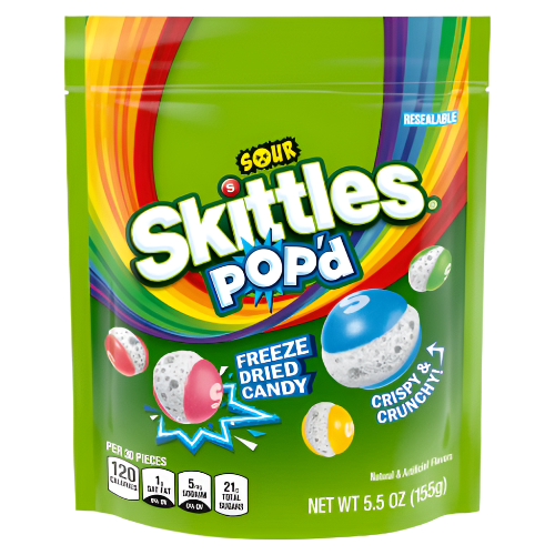 Skittles Pop'd Freeze Dried Sours 5.5 oz. Bag - Visit www.allcitycandy.com for great candy and delicious treats!