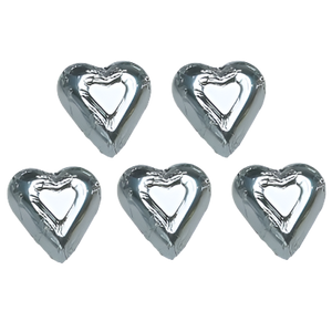 Milk Chocolate Foil Silver Hearts 1.5 lb. Bulk Bag - Visit www.allcitycandy.com for great candy and delicious treats!