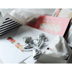 Milk Chocolate Foil Hearts 1kg Bag Silver