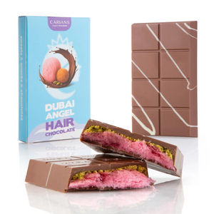 Carians Dubai Pink Angle Hair Chocolate 3.88 oz. Bar - Visit www.allcitycandy.com for great candy and delicious treats!