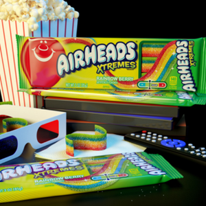 Airheads Xtremes Rainbow Berry Belts 3 oz. Tray - Visit www.allcitycandy.com for great candy and delicious treats!