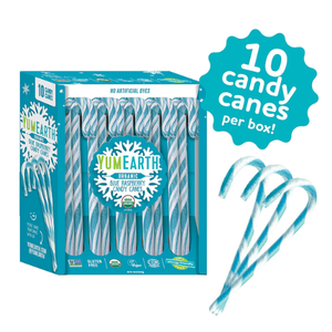 Yum Earth Organic Blue Raspberry Candy Canes 4.94 oz. Box - Discover www.allcitycandy.com for bulk candy, chocolates, gummies & seasonal sweets. Perfect for parties, gifts & everyday treats—shop your favorites now!