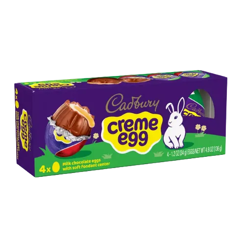 Cadbury Creme Egg 4 Count 4.8 oz. Box - Discover www.allcitycandy.com for bulk candy, chocolates, gummies & seasonal sweets. Perfect for parties, gifts & everyday treats—shop your favorites now!