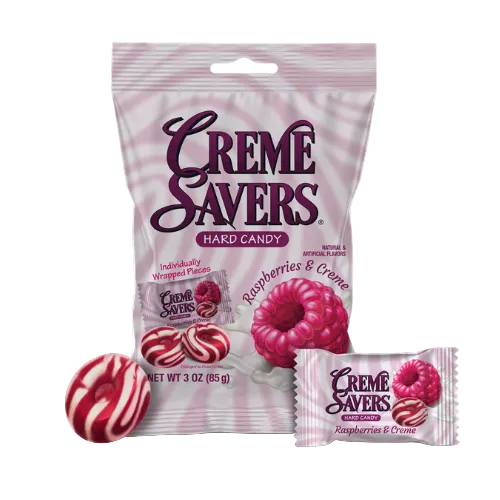 Creme Savers Raspberries & Creme Bags - Discover www.allcitycandy.com for bulk candy, chocolates, gummies & seasonal sweets. Perfect for parties, gifts & everyday treats—shop your favorites now!
