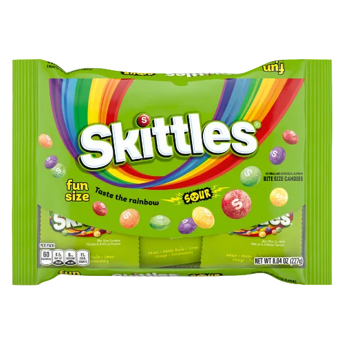 Skittles Sour Fun Size 8.04 oz. Bag - Discover www.allcitycandy.com for bulk candy, chocolates, gummies & seasonal sweets. Perfect for parties, gifts & everyday treats—shop your favorites now!