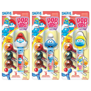 Flix Pop ups Smurfs Blister Card 1.26 oz www.allcitycandy.com for fresh and delicious sweet candy treats
