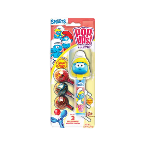Flix Pop ups Smurfs Blister Card 1.26 oz www.allcitycandy.com for fresh and delicious sweet candy treats