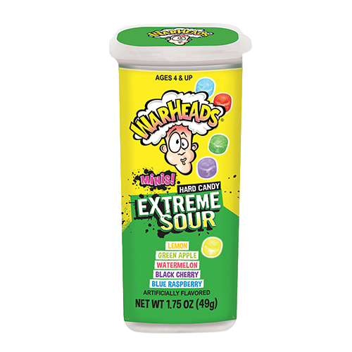 All City Candy WarHeads Mini Extreme Sour Hard Candy - 1.75 oz. Pack Impact Confections For fresh candy and great service, visit www.allcitycandy.com