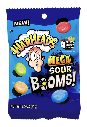 All City Candy Warheads Mega Sour Booms 2.5 oz. Bag- For fresh candy and great service, visit www.allcitycandy.com