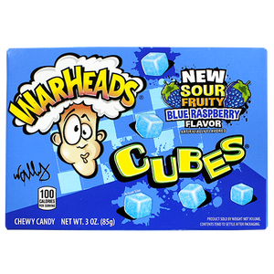 Warheads Sour Fruity Blue Raspberry Cubes 3 oz. Theater Box - Visit www.allcitycandy.com for great candy, service and delicious treats!