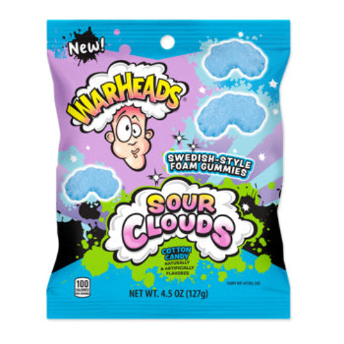 Warheads Sour Clouds gummy candy package with colorful design on a white background