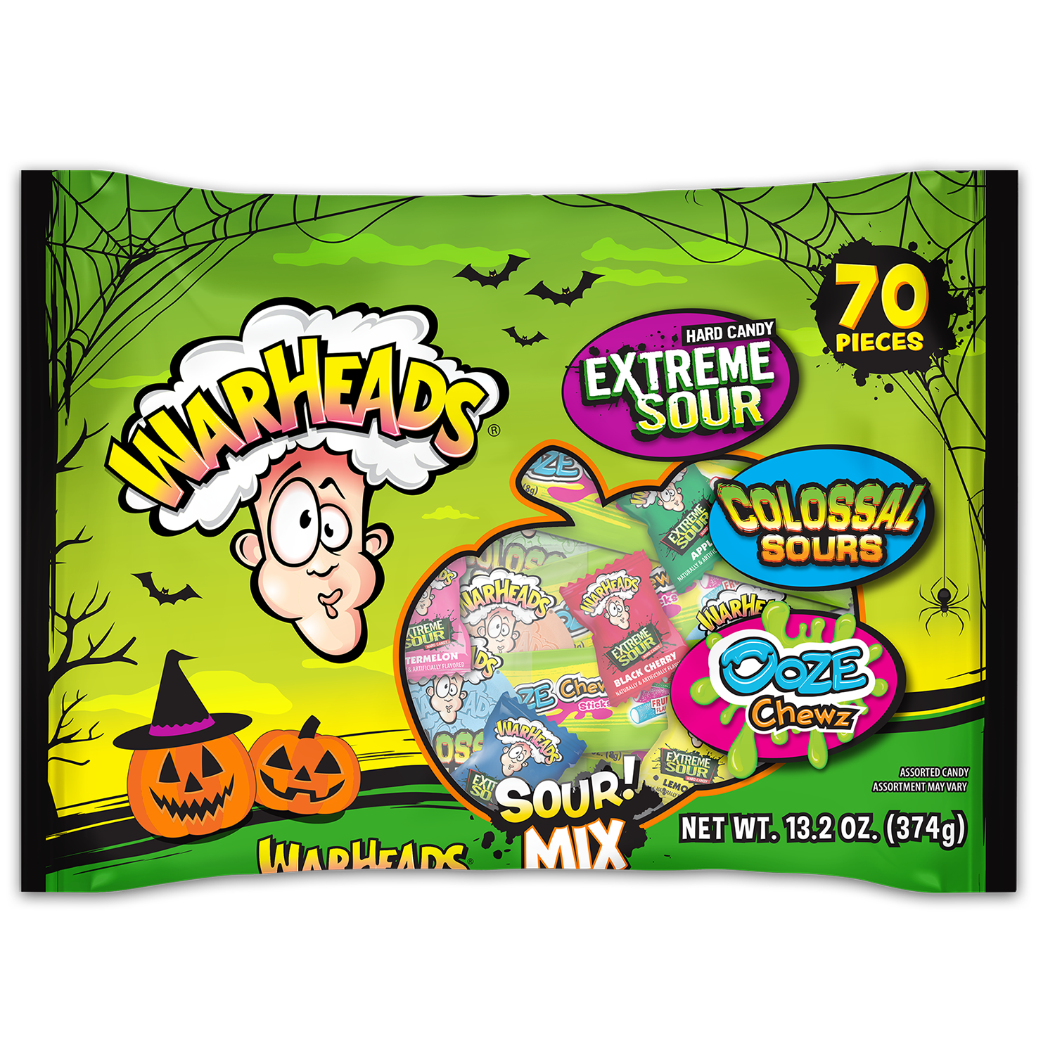 All City Candy Warheads Halloween Mixed Candy Bag - 70 Piece Count- For fresh candy and great service, visit www.allcitycandy.com