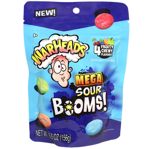 Warheads Mega Sour Booms Chews 5.5 oz. Bag - Visit www.allcitycandy.com for great candy and delicious treats!