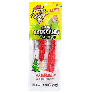 Warhead Christmas Sour Watermelon Rock Candy 2 pack 1.06 oz. Bag - Visit www.allcitycandy.com for great candy, service and delicious treats!