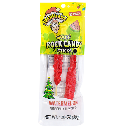 Warhead Christmas Sour Watermelon Rock Candy 2 pack 1.06 oz. Bag - Visit www.allcitycandy.com for great candy, service and delicious treats!