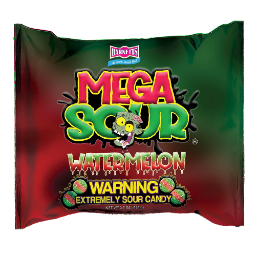 Barnetts Mega Sour Candy Watermelon 3.7 oz. Bag