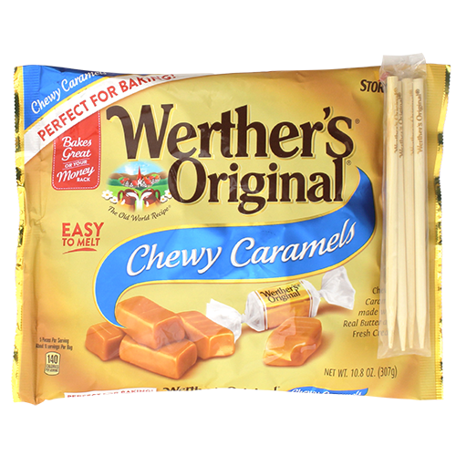 Werther's Original Fall Baking Chewy Caramels with Sticks 10.8 oz. Bag - For fresh candy and great service, visit www.allcitycandy.com