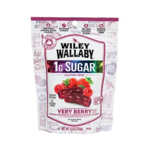 Wiley Wallaby Very Berry snack package on a white background